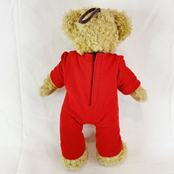 Plush Jointed Teddy Bear In Red PJs w Hanging Loop Stuffed Animal 10" Christmas - Picture 4 of 5
